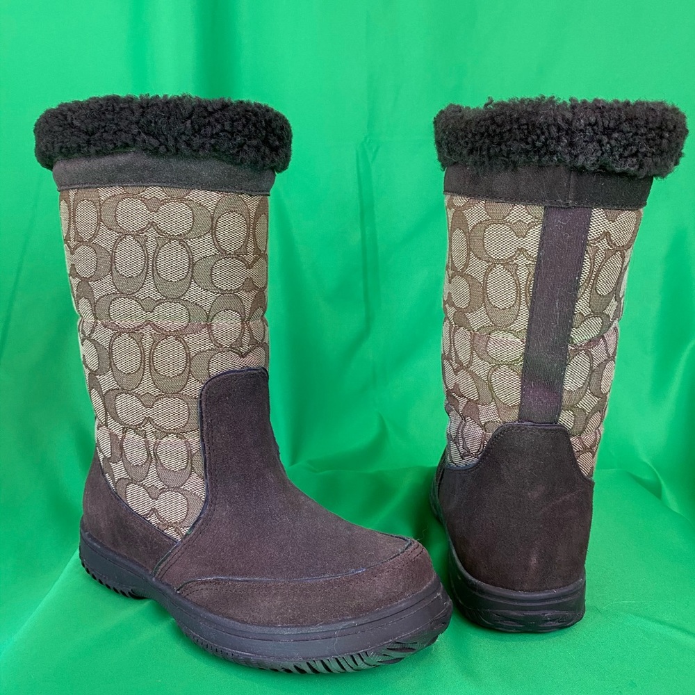 Coach Signature Print Boots Size 6B